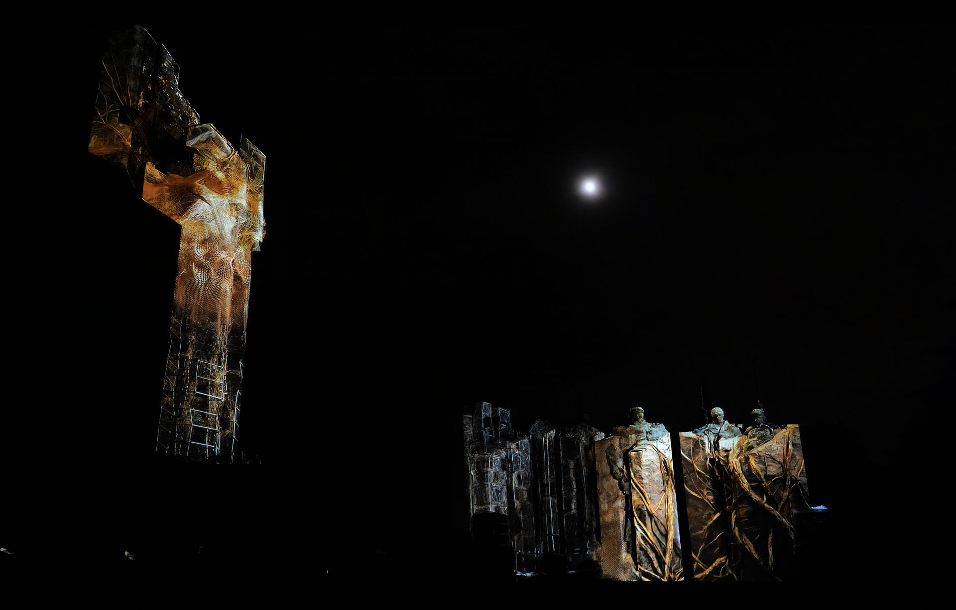 Projection mapping detail on the Defenders of Stara Zagora Memorial Complex